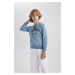 DEFACTO Boy's Crew Neck Printed Thick Sweatshirt