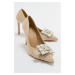 LuviShoes ORFEO Beige Suede Women's Heeled Shoes