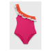 Jednodílné dětské plavky United Colors of Benetton růžová barva