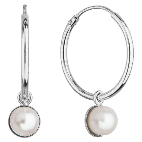 Evolution Group Elegantní stříbrné kruhy s říčními perlami 21065.1