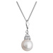 Evolution Group Stříbrný náhrdelník s kulatou řícní perlou a zirkony 22033.1