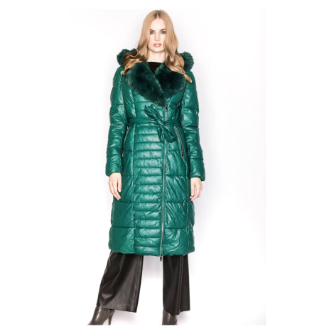 Zelená dámská bunda s kožešinovým límcem (AG6-28) Ann Gissy