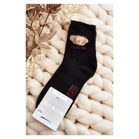 Silné Bavlněné Ponožky S Medvídkem, Černá Kesi