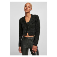 Ladies Cropped Feather Cardigan - black