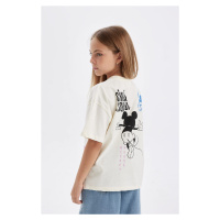 DEFACTO Girls Disney Mickey & Minnie Oversize Fit Crew Neck Short Sleeve T-Shirt