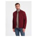 Men's BIKER jacket in structured fabric - maroon V2 OM-JANP-0138