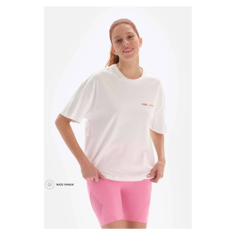 Dagi White-Pink Women's Court Printed T-Shirt
