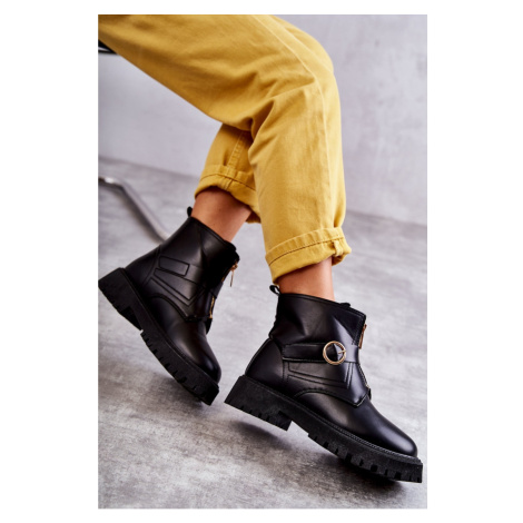 Leather Warm Boots With Zipper Black Verina Kesi