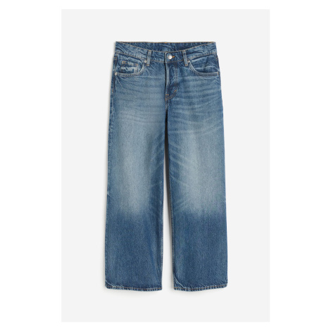 H & M - Baggy Wide Low Ankle Jeans - modrá H&M