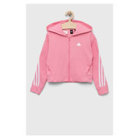 Dětská mikina adidas růžová barva, s kapucí, s aplikací