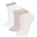 DEFACTO Woman's 3-Piece Cotton Booties Socks