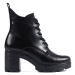 Luxusní dámské kotníčkové boty černé na širokém podpatku
