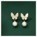 Éternelle Náušnice s perlou a zirkony Emanuela - motýl E1336-ERS700 Bílá