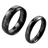 STYLE4 Prsten pro páry (1 kus) - Pán prstenů, černá ocel, 50 (šířka 4mm)