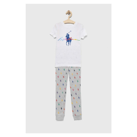 Dětské bavlněné pyžamo Polo Ralph Lauren šedá barva