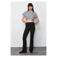 Trendyol Black Soft Fabric Waist Detail Flare/Flare Up Trousers