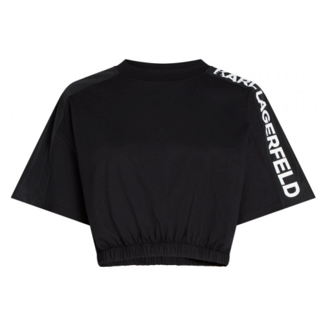 Tričko karl lagerfeld nylon mix t-shirt černá