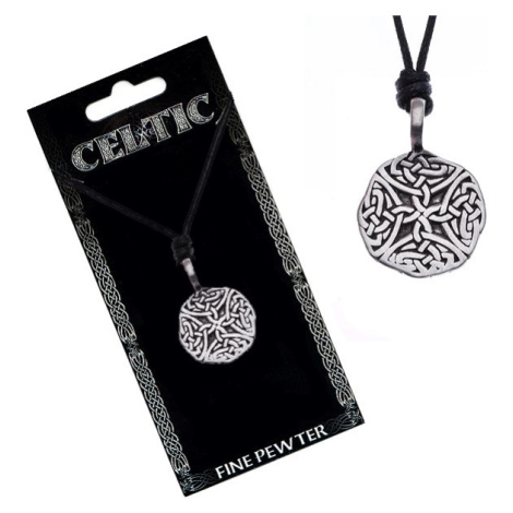 Náhrdelník se šňůrkou – černý, kruhový přívěsek, keltské uzly Šperky eshop