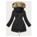 Černo-ecru teplá dámská zimní bunda (W629)