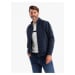 Ombre Men's lightweight unzipped jacket with quilted front - navy blue