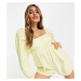 ASYOU poplin square neck playsuit in yellow