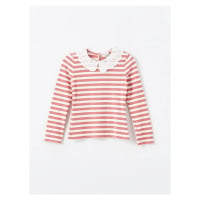 LC Waikiki LCW Kids Matte Pink Striped Baby Collar Striped Girl's T-Shirt