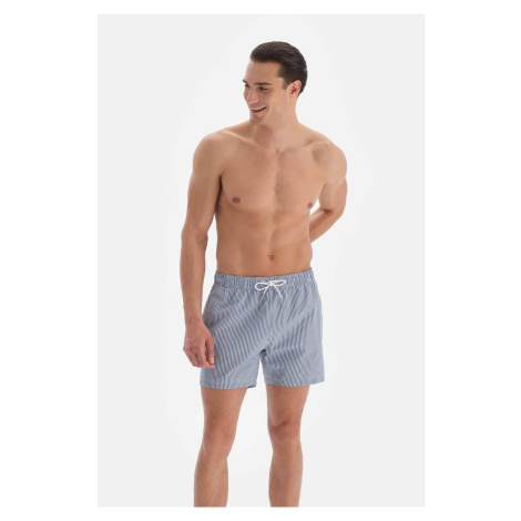 Dagi Navy Blue - White Striped Beach Shorts