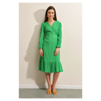 Bigdart 2371 Ruffle Woven Dress - Green