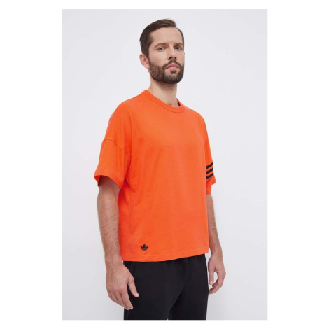 Bavlněné tričko adidas Originals oranžová barva, s aplikací