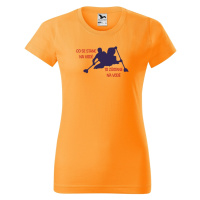 DOBRÝ TRIKO Vtipné dámské vodácké tričko Co se stane na vodě Barva: Tangerine orange