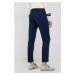 Kalhoty Polo Ralph Lauren dámské, tmavomodrá barva, jednoduché, high waist