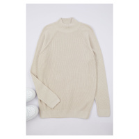 Trendyol Stone Slim Half Turtleneck Textured Knitwear Sweater