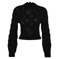 Trendyol černý jemně texturovaný perforovaný pletený svetr