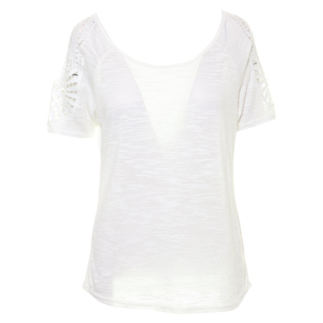 VIVANCE tričko s krajkou s podílem lnu< Barva: Bílá, Mezinárodní