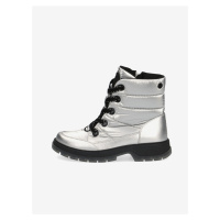 Dámské kotníkové zimní boty ve stříbrné barvě Caprice