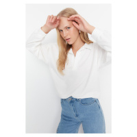 Trendyol Off White Regular/Normal Fit Basic Polo Neck Regular Thin Knitted Sweatshirt