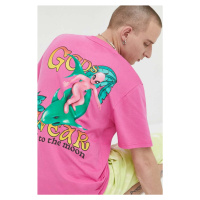 Bavlněné tričko GCDS růžová barva