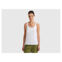 Benetton, White Tank Top In Pure Cotton