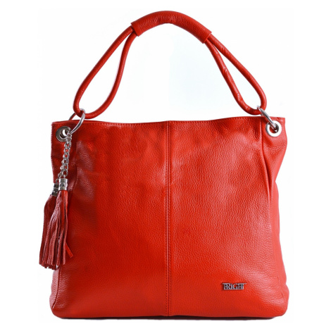 BRIGHT Dámská kožená kabelka A4 Červená, 40 x 14 x 34 (BR19-CAJ4048-00DOL)