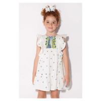 Dětské bavlněné šaty Mayoral bílá barva, mini