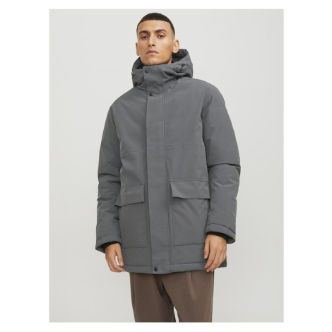 Tmavě šedá pánská zimní parka Jack & Jones Tate - Pánské