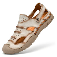 Letní kožené boty pánské uzavřené sandály retro