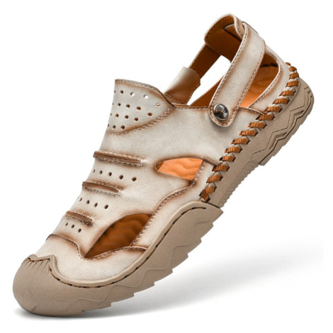 Letní kožené boty pánské uzavřené sandály retro MIXI FASHION