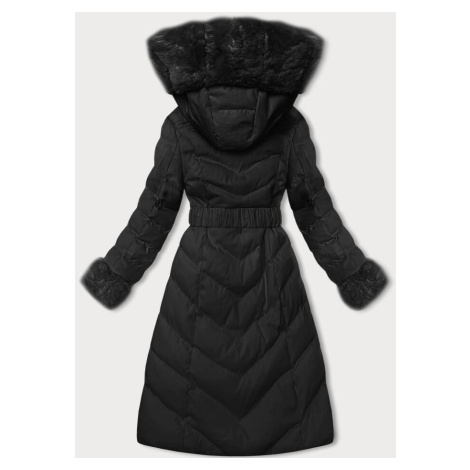 Černá dámská zimní bunda s páskem (5M3156-392) J.STYLE