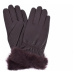 Dámské kožené rukavice Coveri Collection ozdobené kožešinou - tmavě hnědá