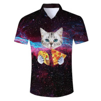 Pánská barevná košile 3D potisk Taco a kočky