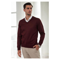 38804 Dewberry Mens V Neck Knit Sweater-BORDEAUX