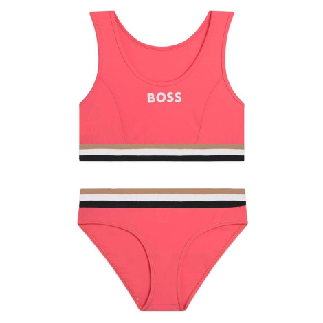Dvoudílné dětské plavky BOSS červená barva Hugo Boss