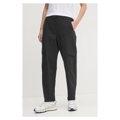 Kalhoty Dkny dámské, černá barva, kapsáče, high waist, DP5P3500