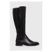 Kožené kozačky Vagabond Shoemakers FRANCES 2.0 dámské, černá barva, na plochém podpatku, 5606.20